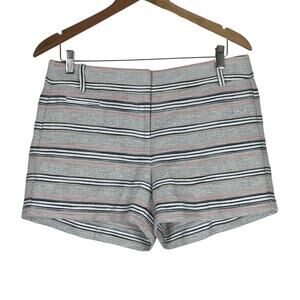 Ann Taylor LOFT Riviera Shorts Womens 6 Gray Cotton Linen Striped Preppy Coastal